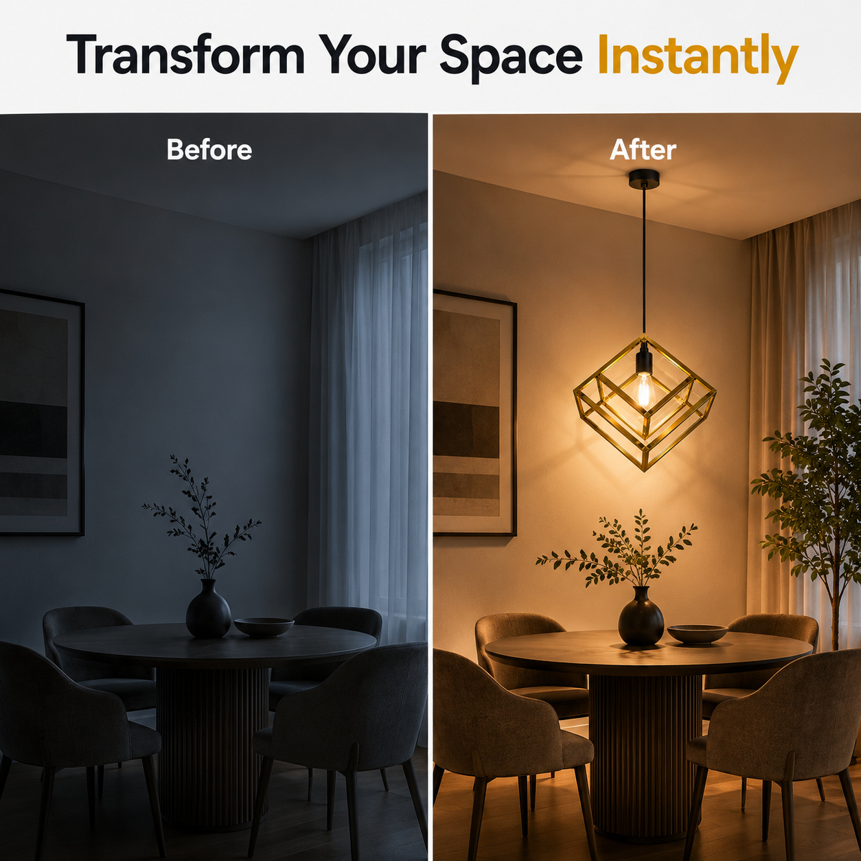 Gold Cube Pendant Light Metal Frame for Modern Interiors