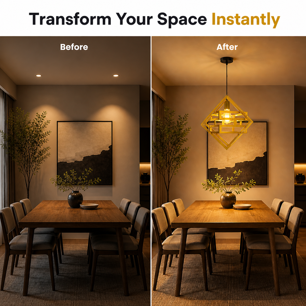 Contemporary pendant lighting fixture in modern home setting