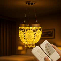 Chandelier lit in warm white night-mode lighting