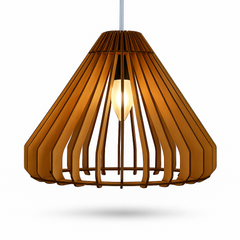 Wooden pendant lamp with a white background