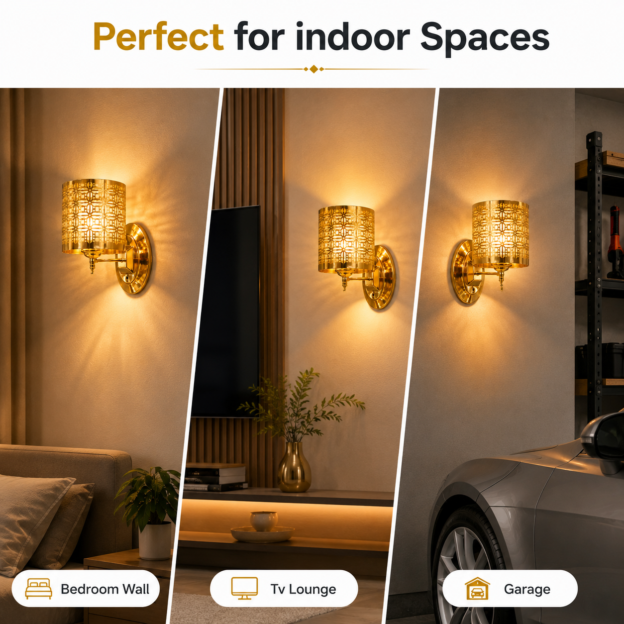 Gold Wall Sconce Light with Geometric Shade for Luxury Decor