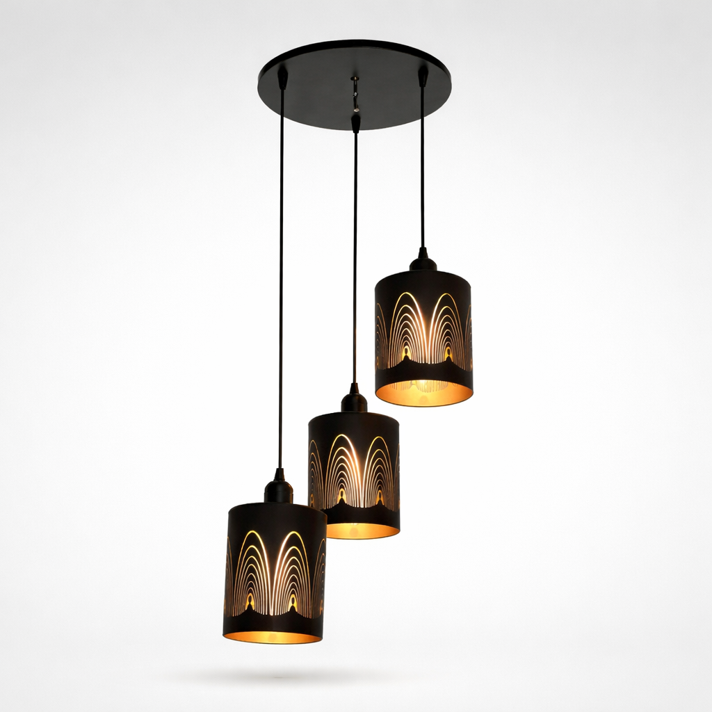 Modern glass pendant light for dining room with warm glow