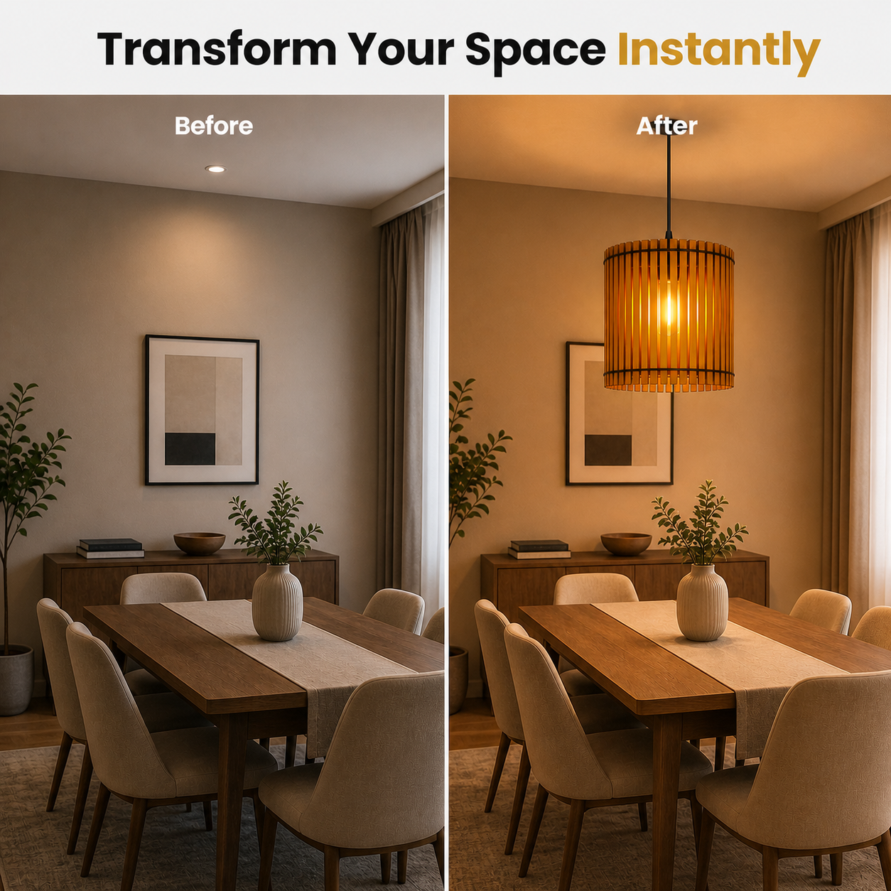 Modern wooden ceiling light fixture with slatted design detail
