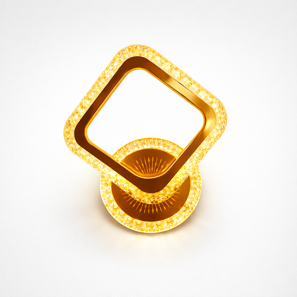 Modern gold LED wall light with crystal accents