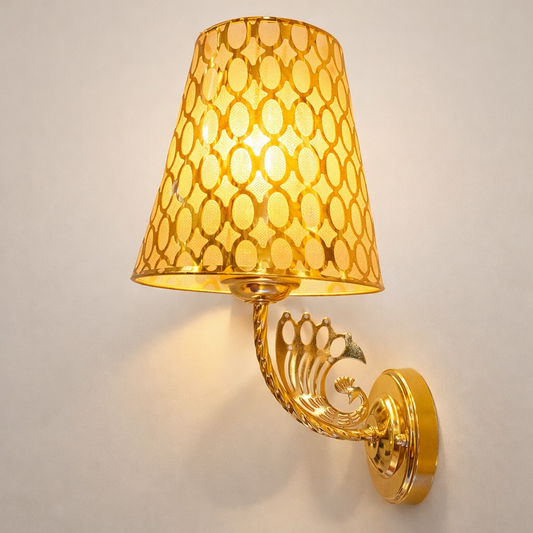 Gold wall sconce with geometric glass shade for luxury interiors
