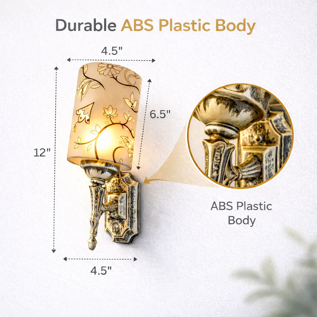 Floral shade bedside wall lamp with soft golden glow