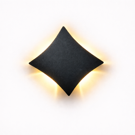 Diamond LED wall light with warm 4-way golden glow
