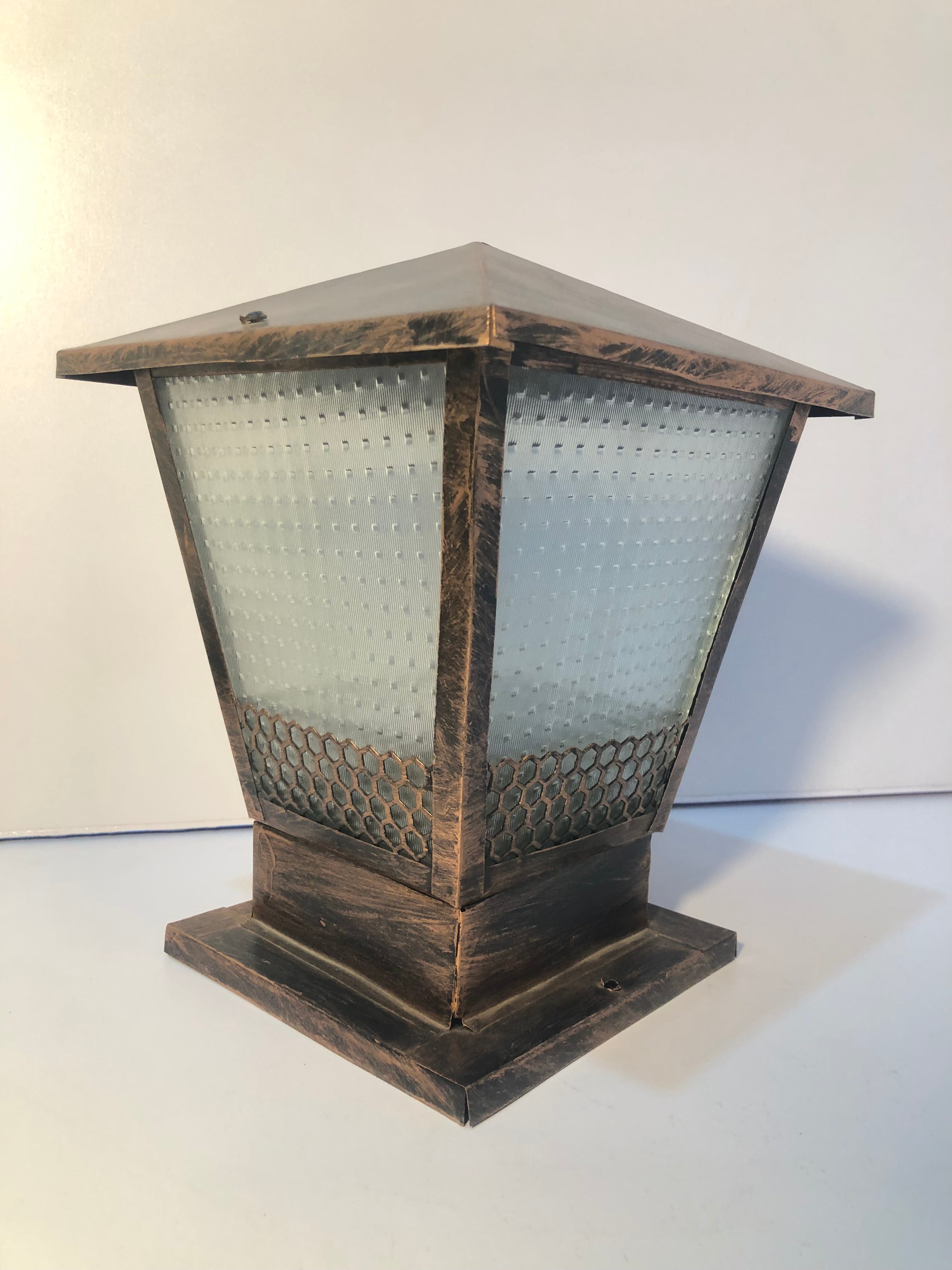 Rustic Garden Pillar Light – Decorative Metal Cut Design