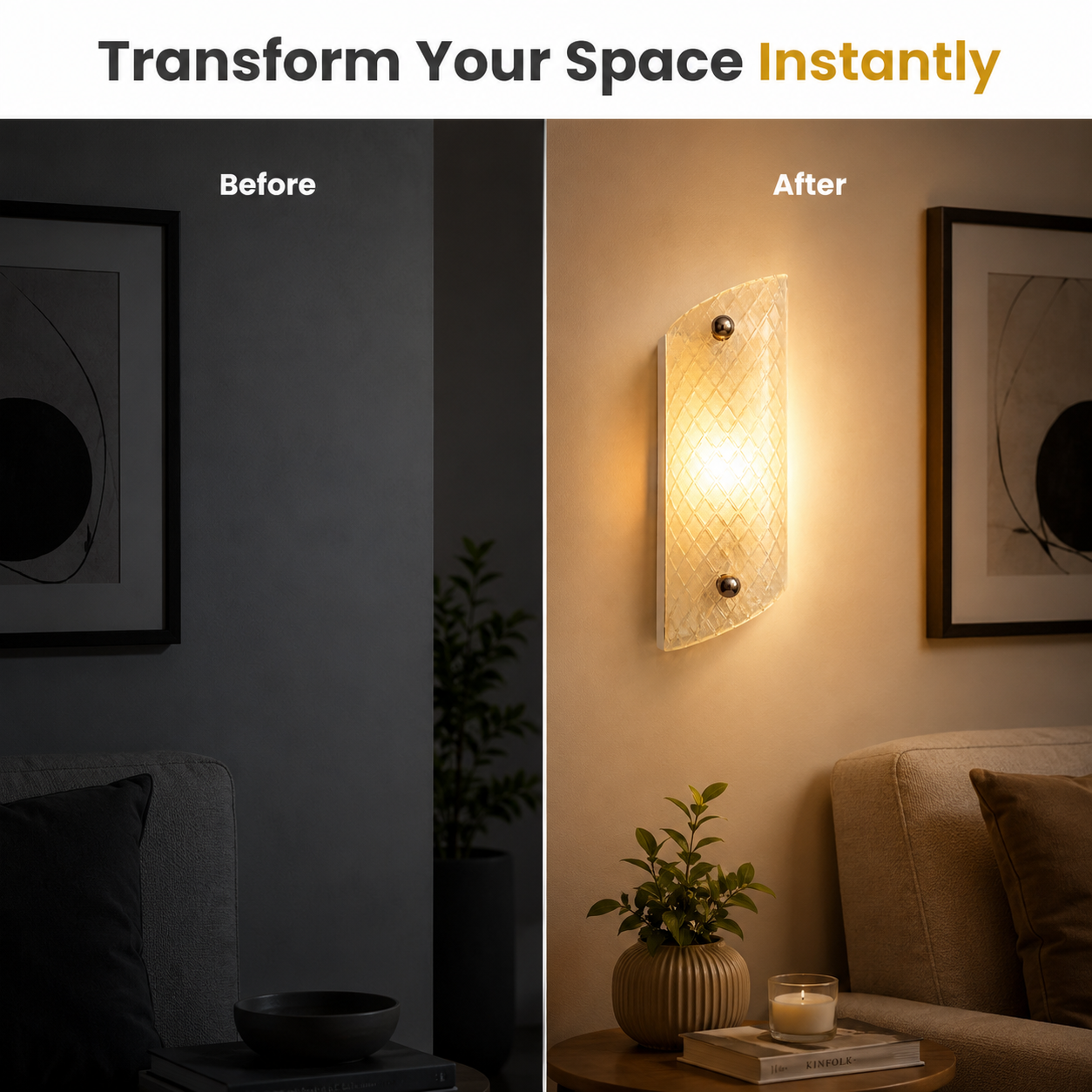 Modern Glass Wall Light Frosted Panel for Living Room Glow