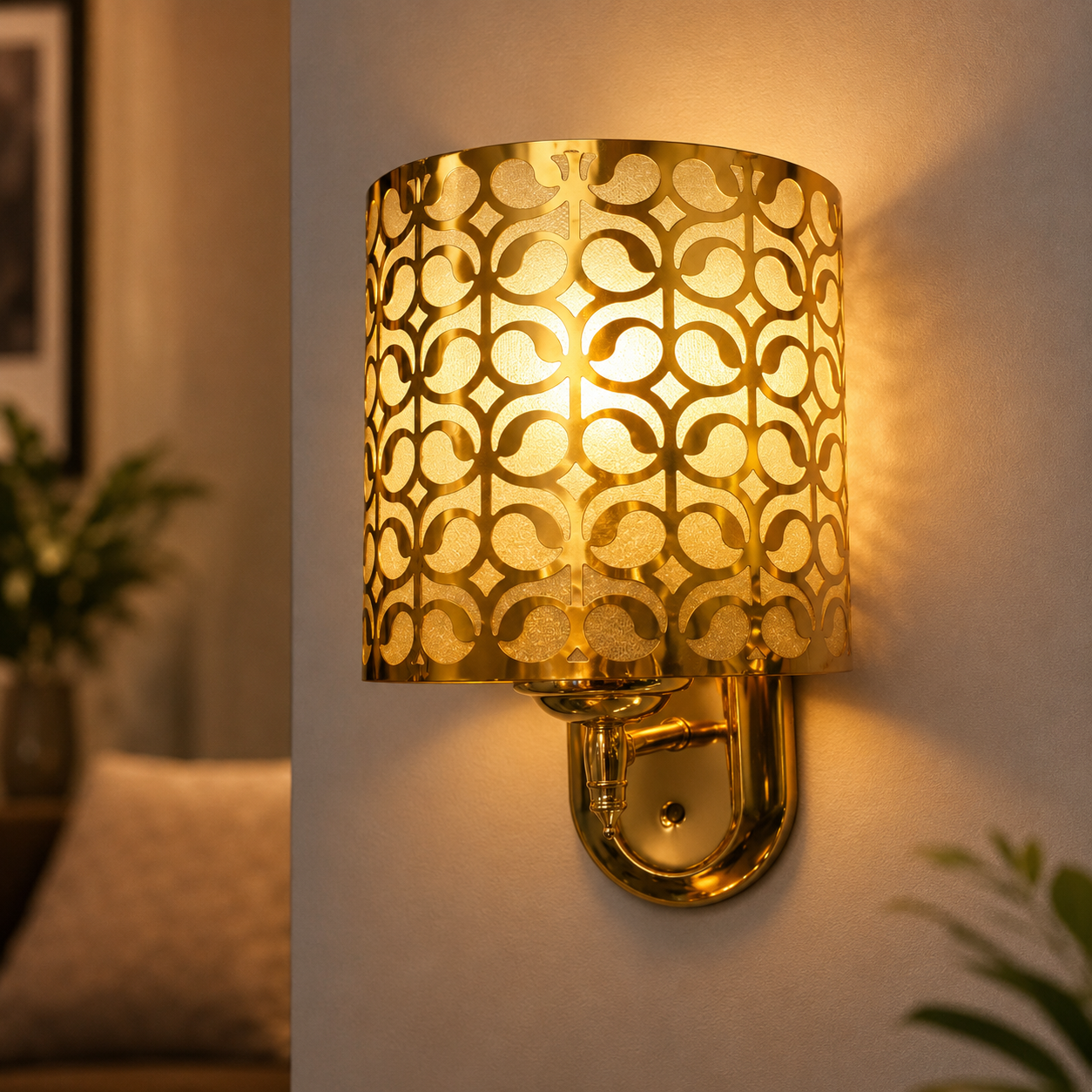 Gold Wall Sconce Light with Geometric Shade for Luxury Decor