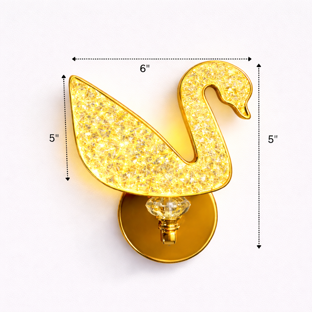 Modern crystal swan wall sconce for luxury bedroom lighting décor