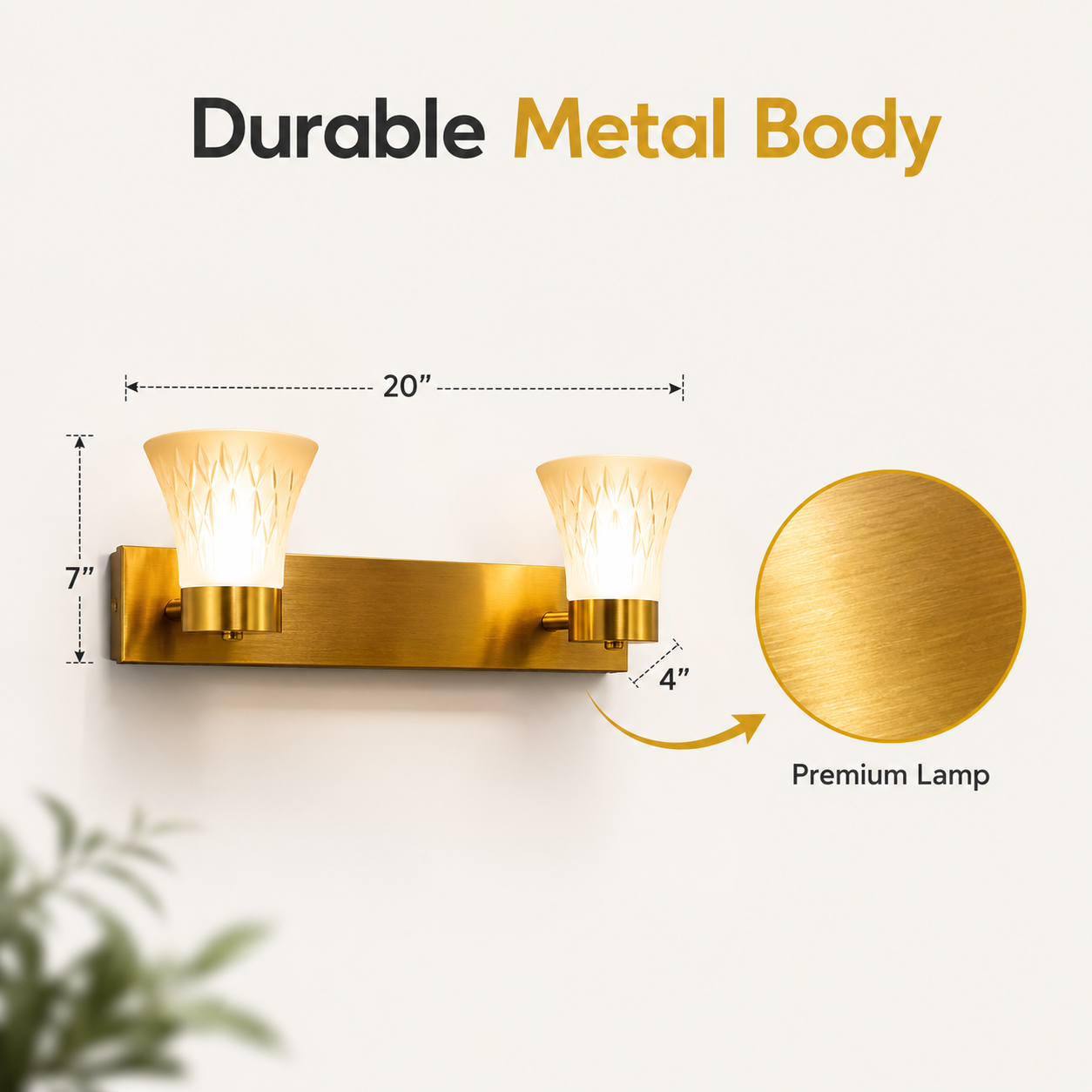 Gold Wall Light Brass Finish Bathroom & Vanity Elegant Glow