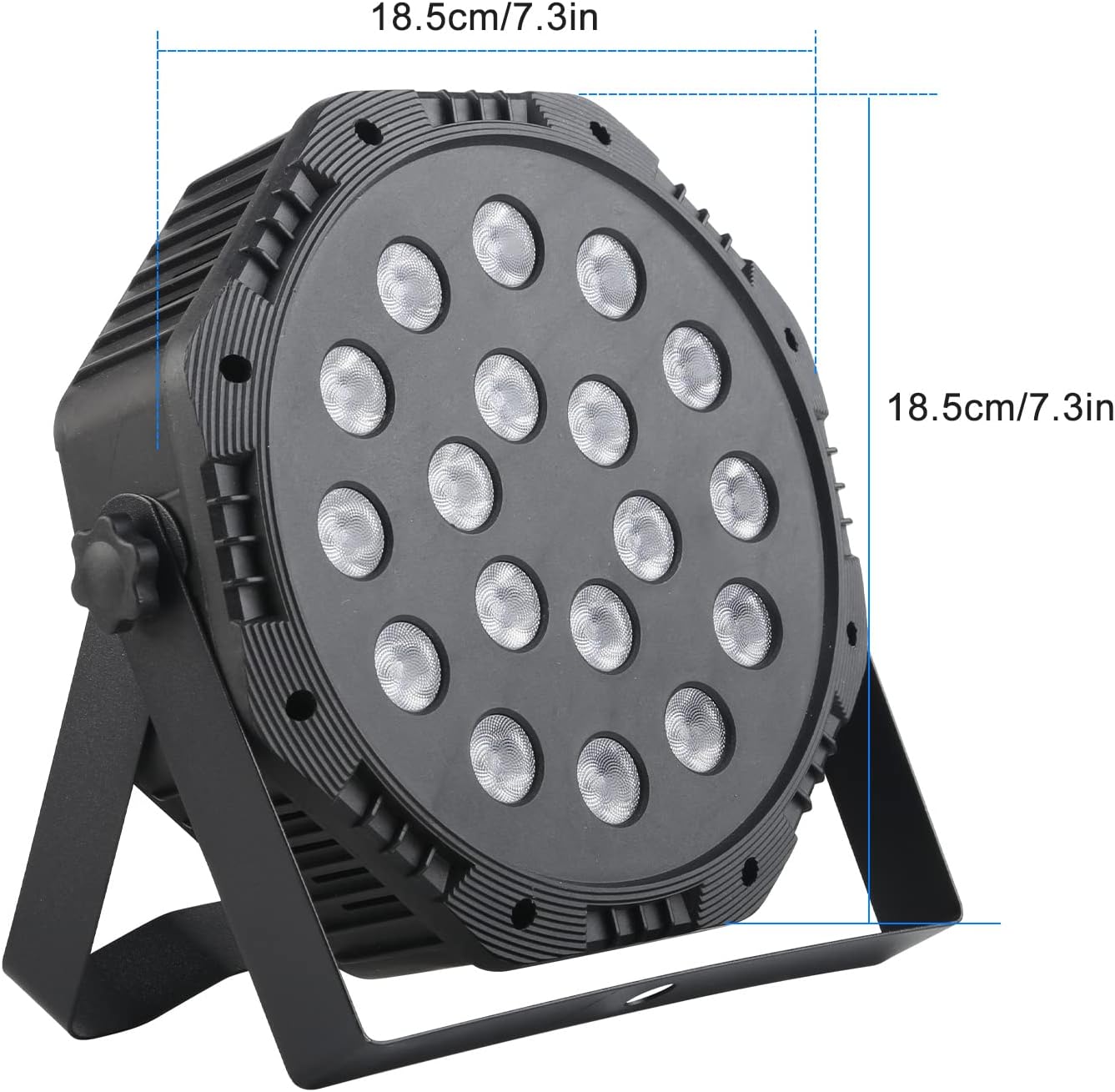 LED light fixture with dimensions labeled on a white background