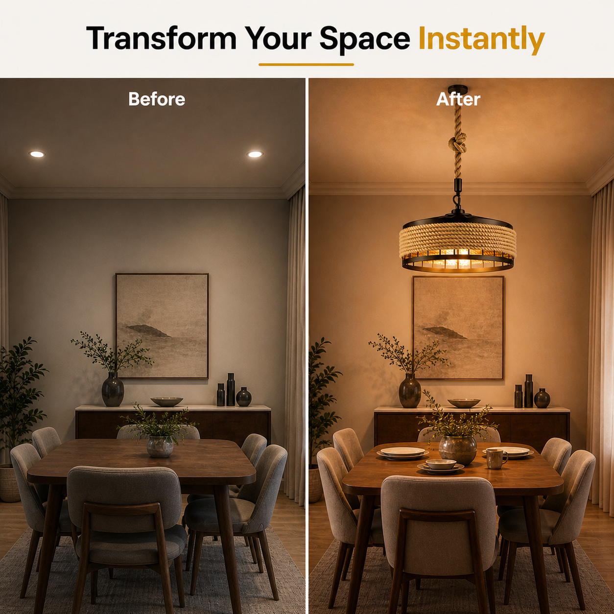 close view of rope wrapped pendant ceiling light fixture