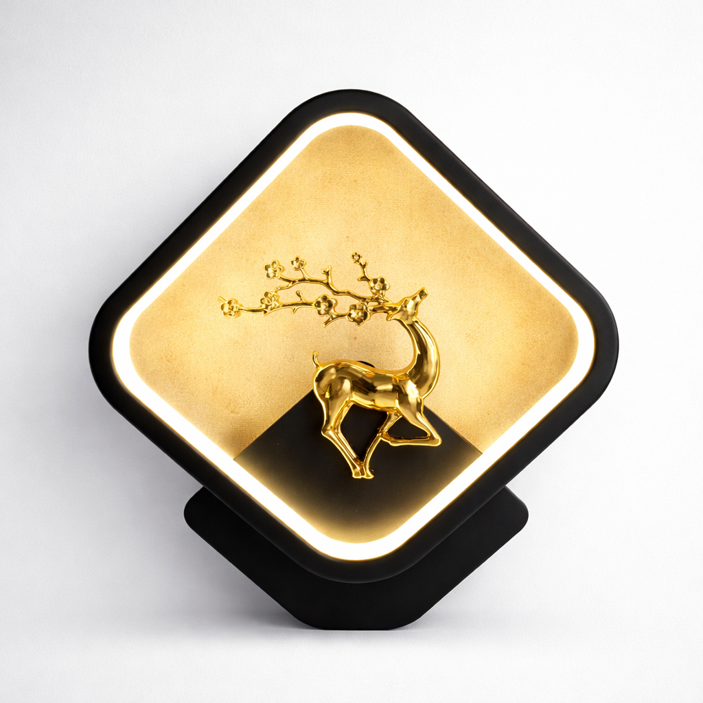 Decorative wall light with illuminated diamond design