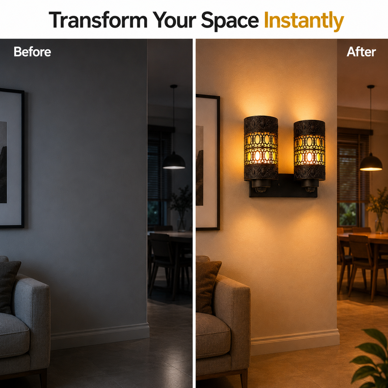 Luxury Gold Wall Sconce Metal Dual Light Warm Ambient Glow