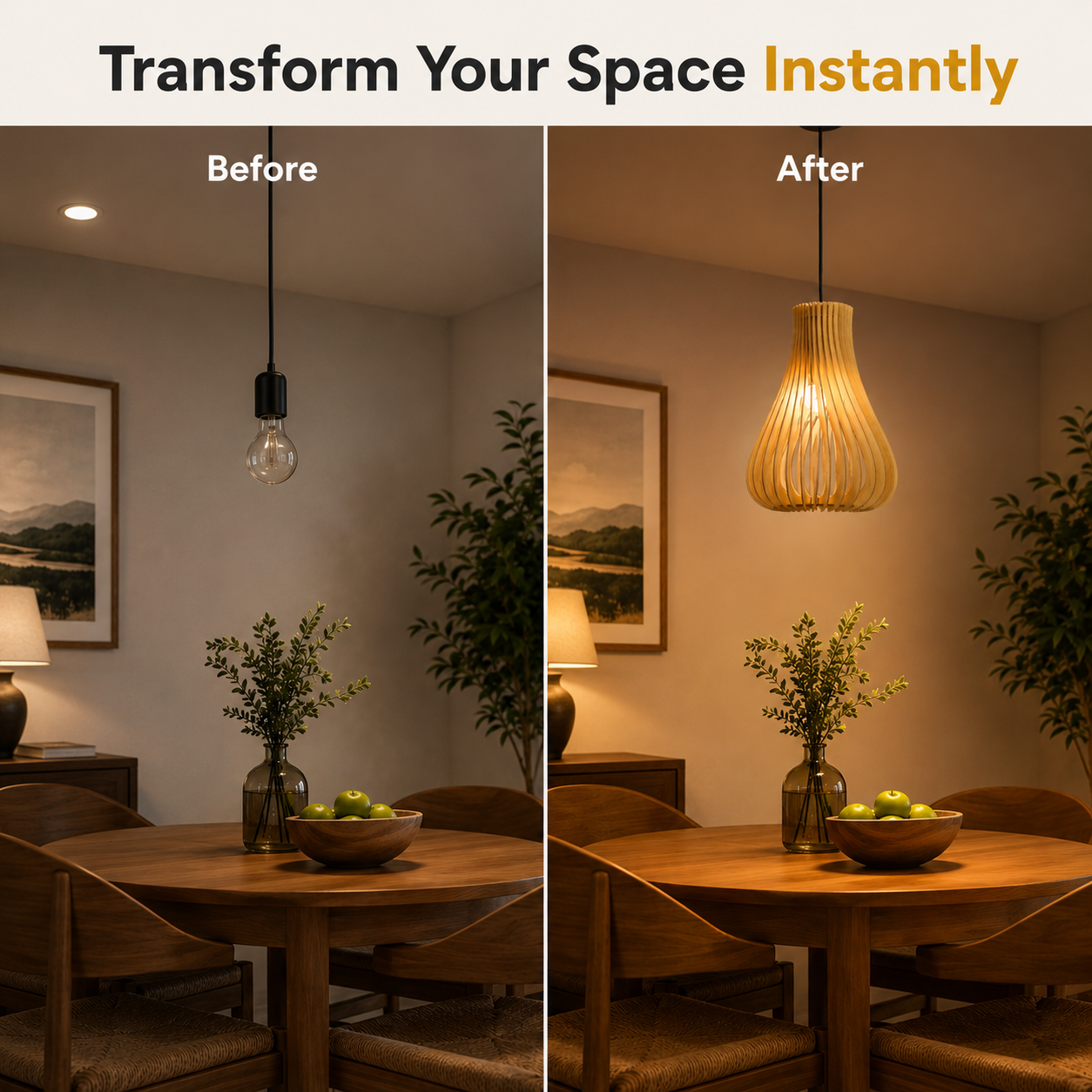 Warm ambient wooden pendant lighting for cozy indoor spaces