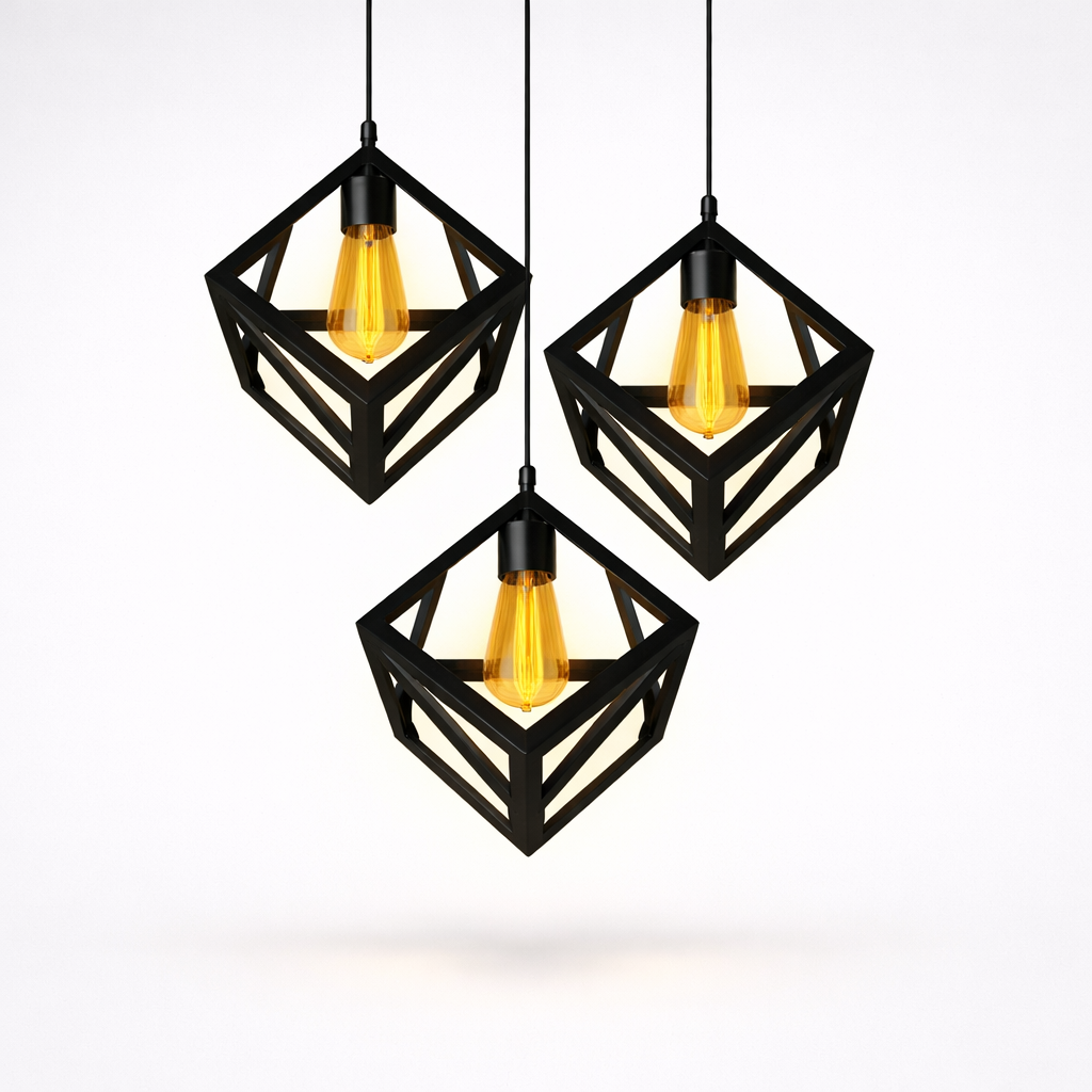 Matte black industrial pendant light with Edison bulb