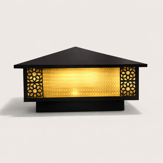 Modern gate pillar lamp with warm LED outdoor light
