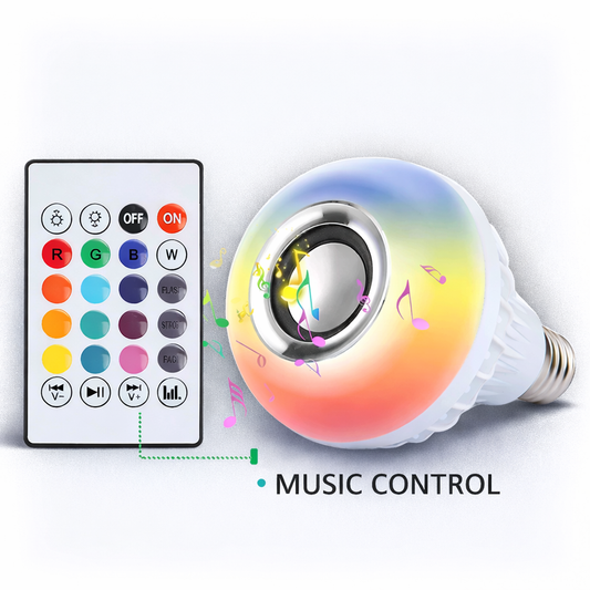 LED music bulb with Bluetooth speaker and RGBW lighting