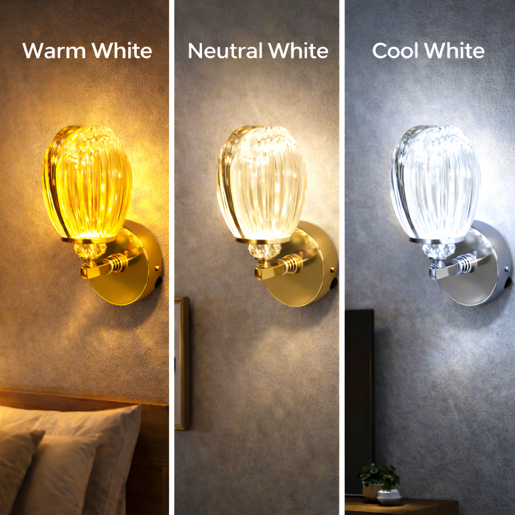 Wall-mounted LED lamp creating soft ambient lighting effect