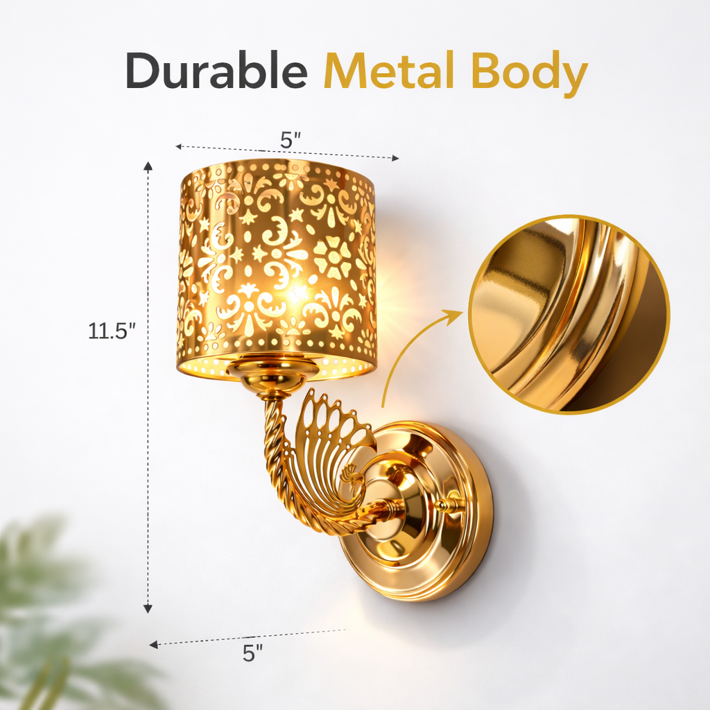 modern metal wall sconce installed in living room setting