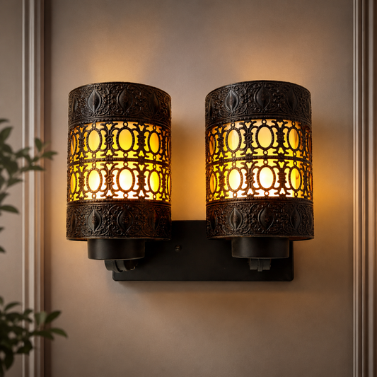 Luxury Gold Wall Sconce Metal Dual Light Warm Ambient Glow
