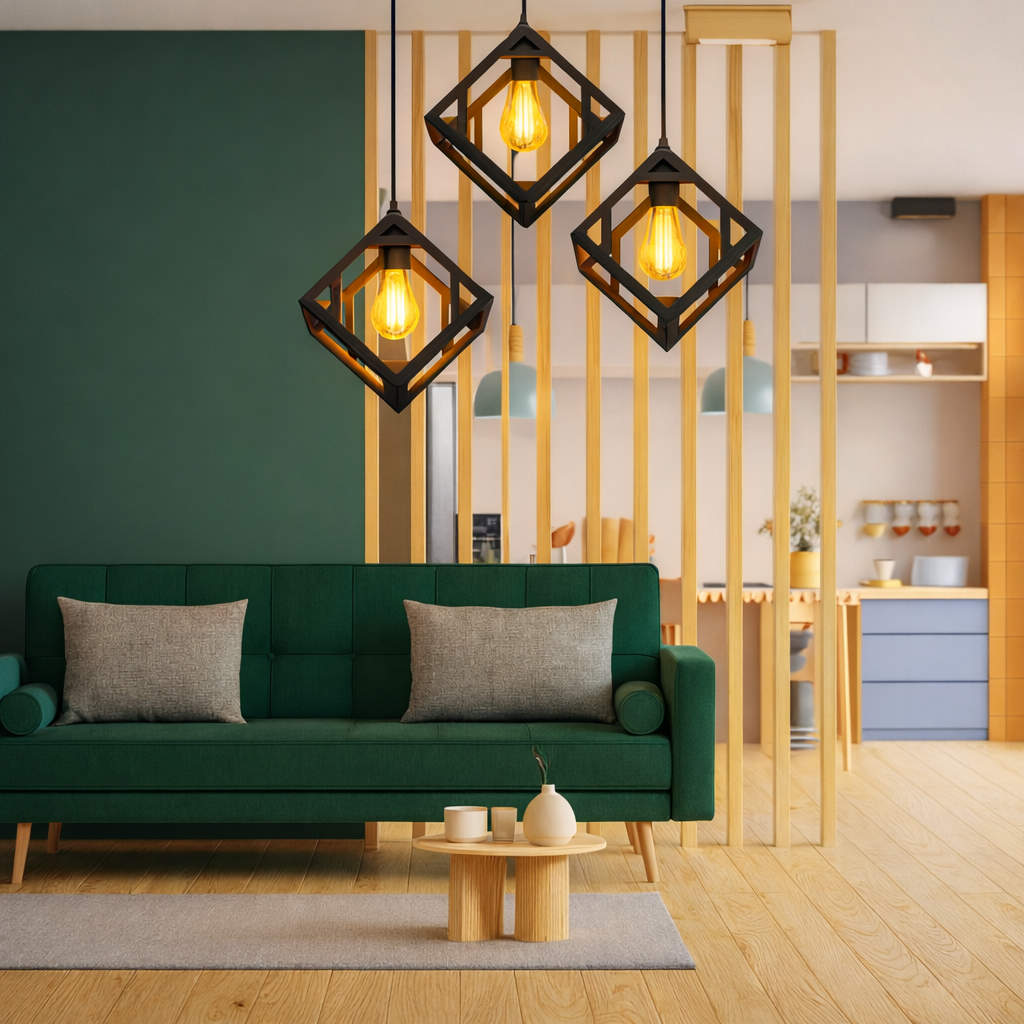 Black metal hanging light for contemporary homes