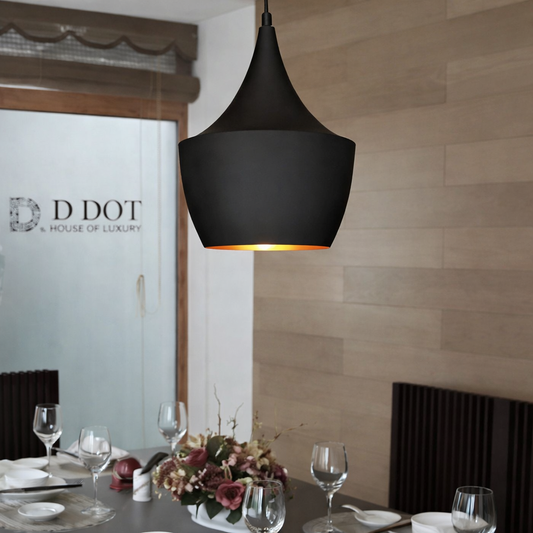 Luxury metal pendant lamp with warm downward illumination