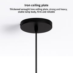 Black iron ceiling plate pendant light fixture with durable design