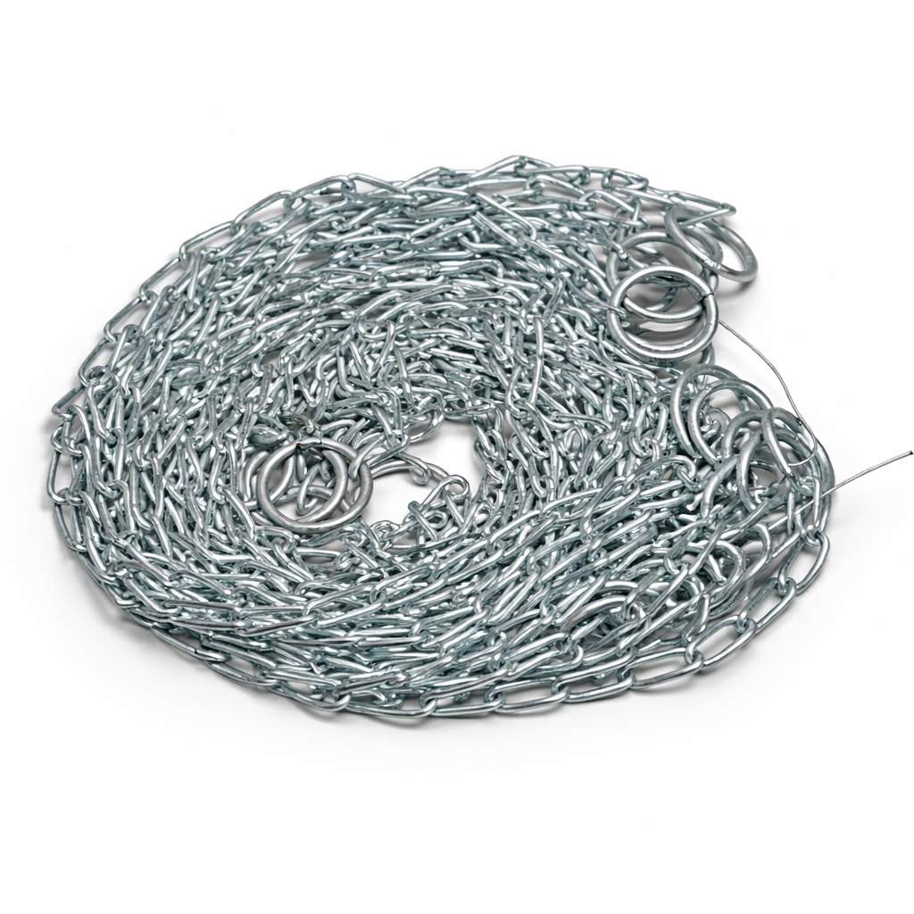 “Heavy duty steel chain with ring for hanging chandeliers”