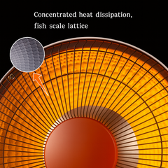 Close-up of a heating element with fish scale lattice design on a black background