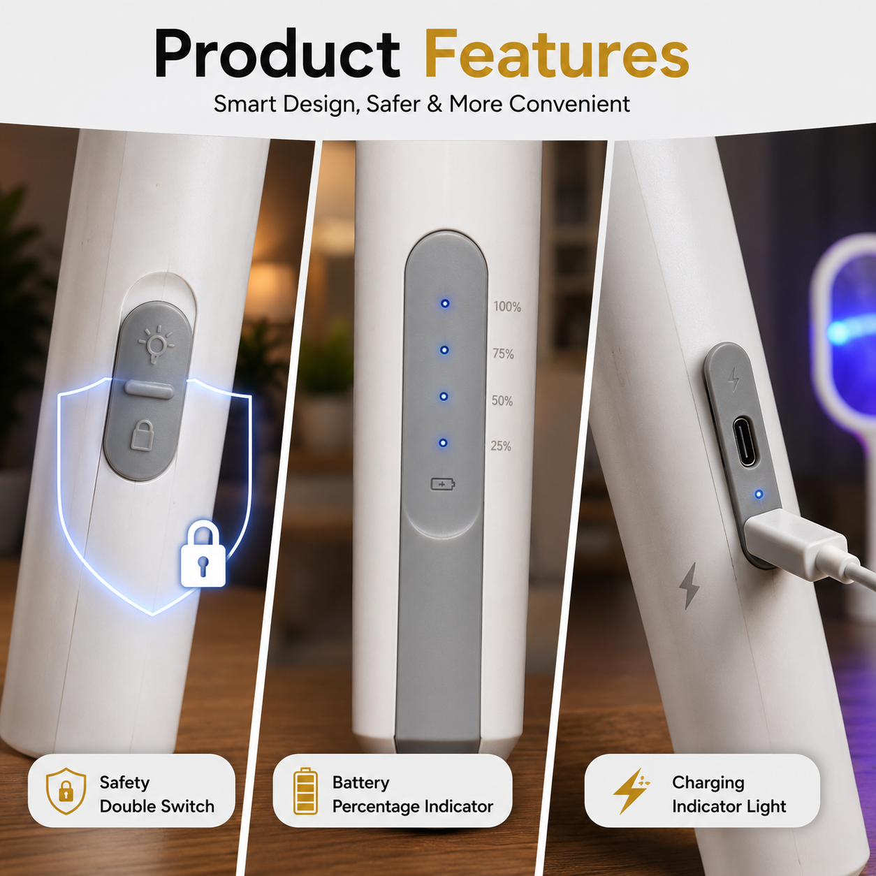Rechargeable Electric Mosquito Killer Racket with USB Charging
