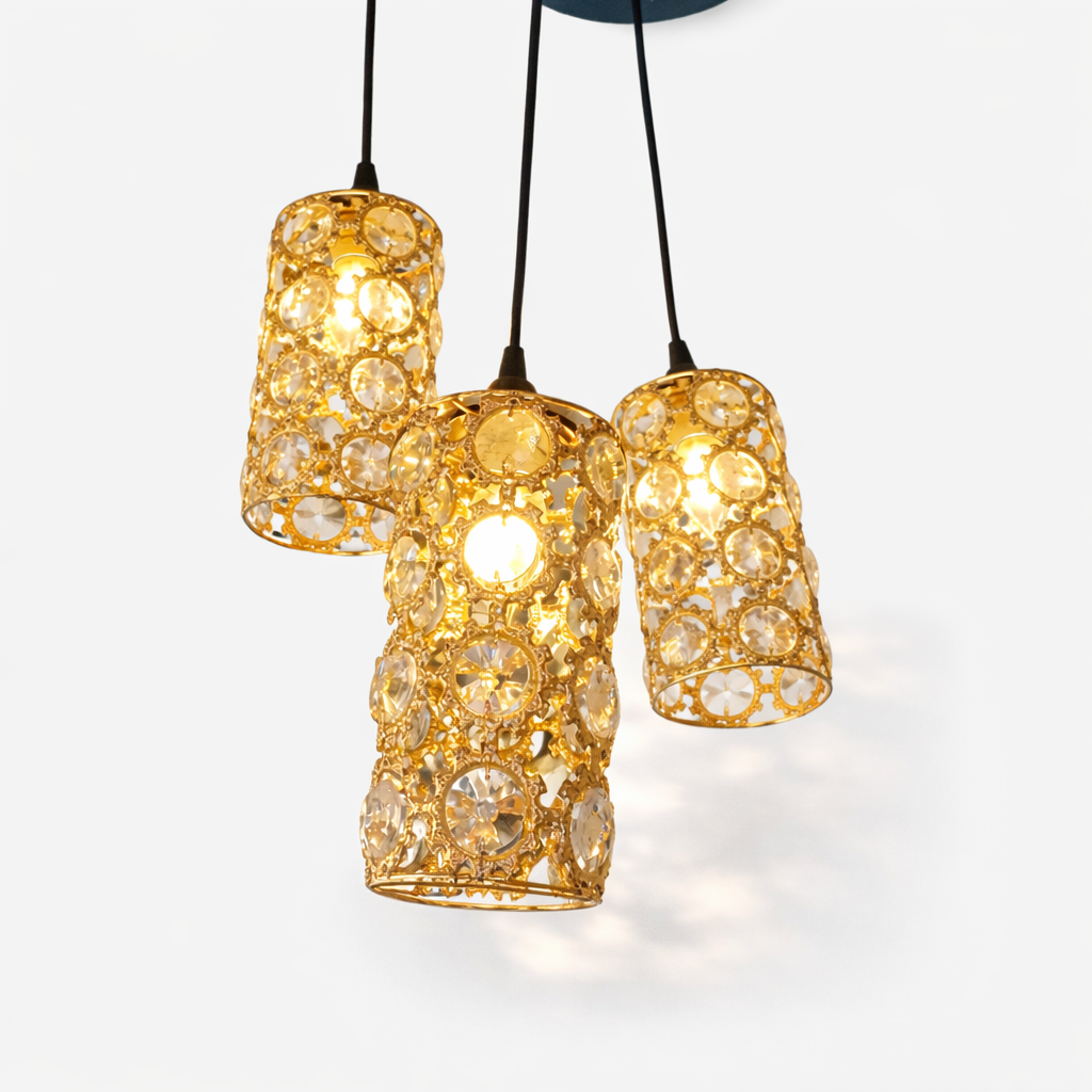 Gold LED compatible chandelier for bedroom and dining area