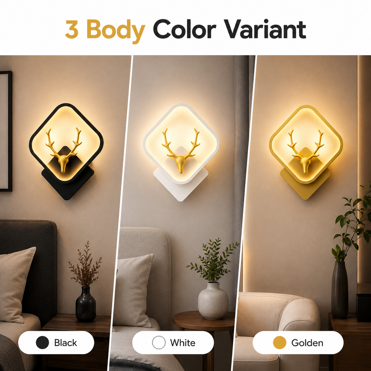 LED Deer Wall Light Metal Decorative Wall Sconce for Modern Interiors
