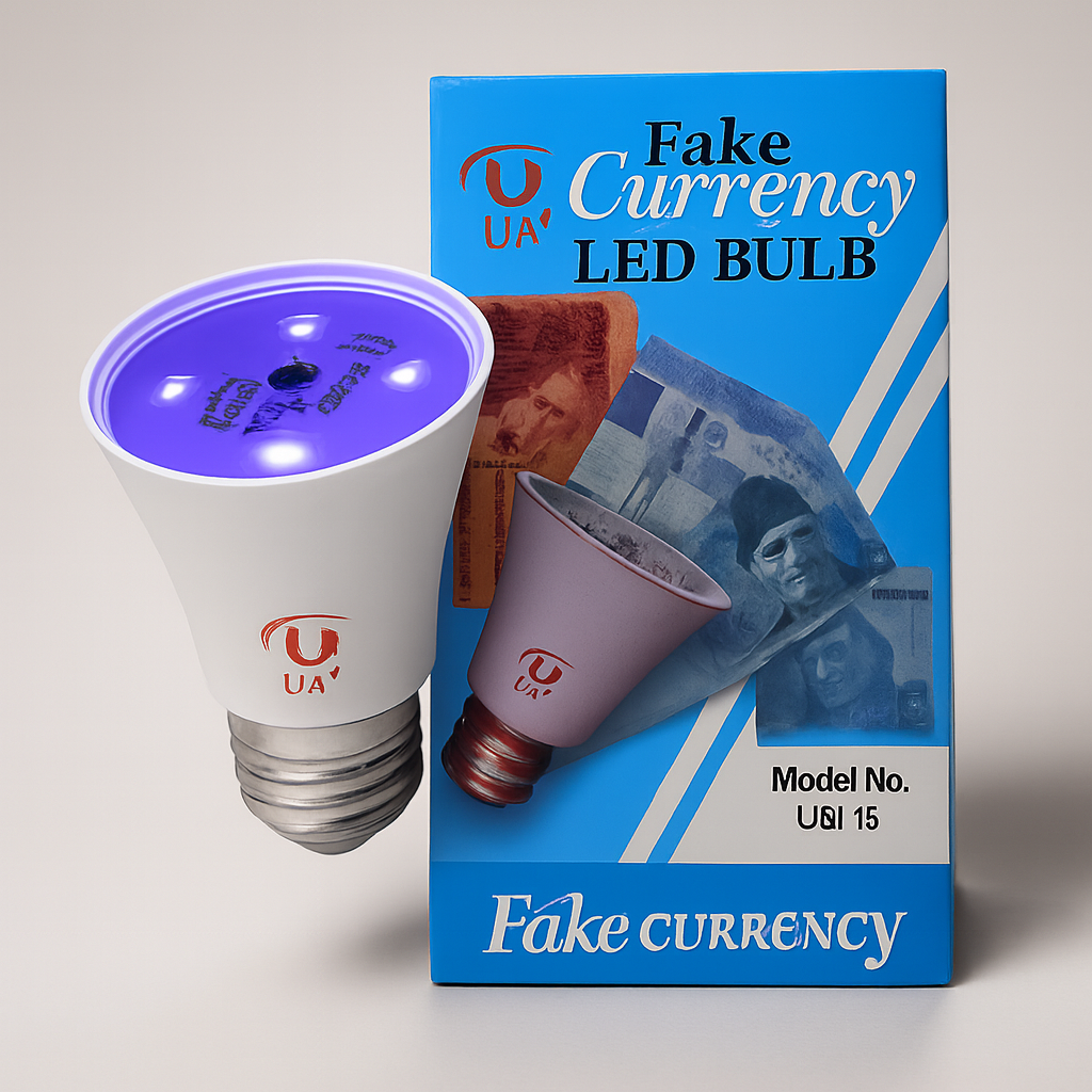 Compact currency verification LED bulb with blue light