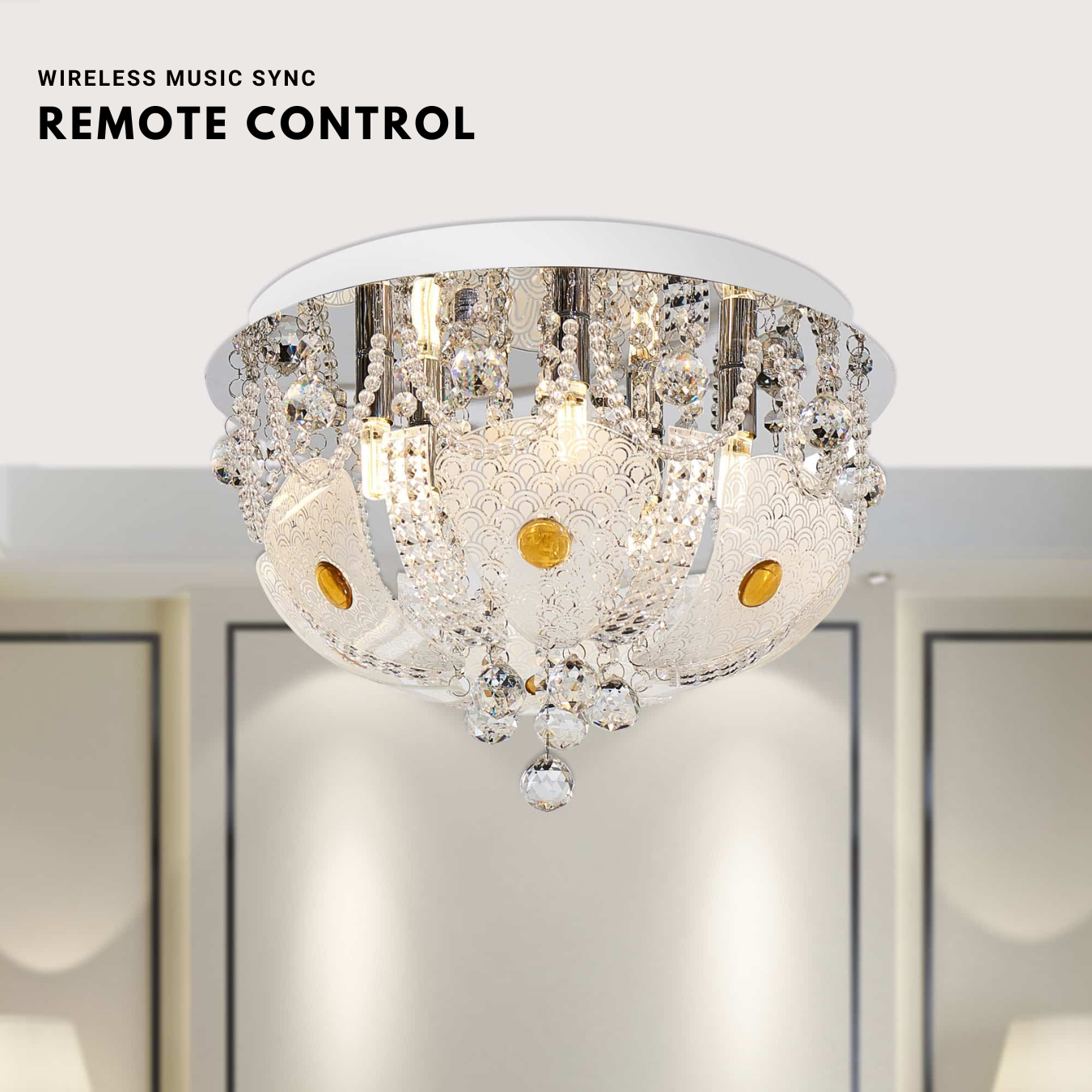 Chandelier Ceiling Lamp Color Changing with Music System, MP3 with 2 remotes.
