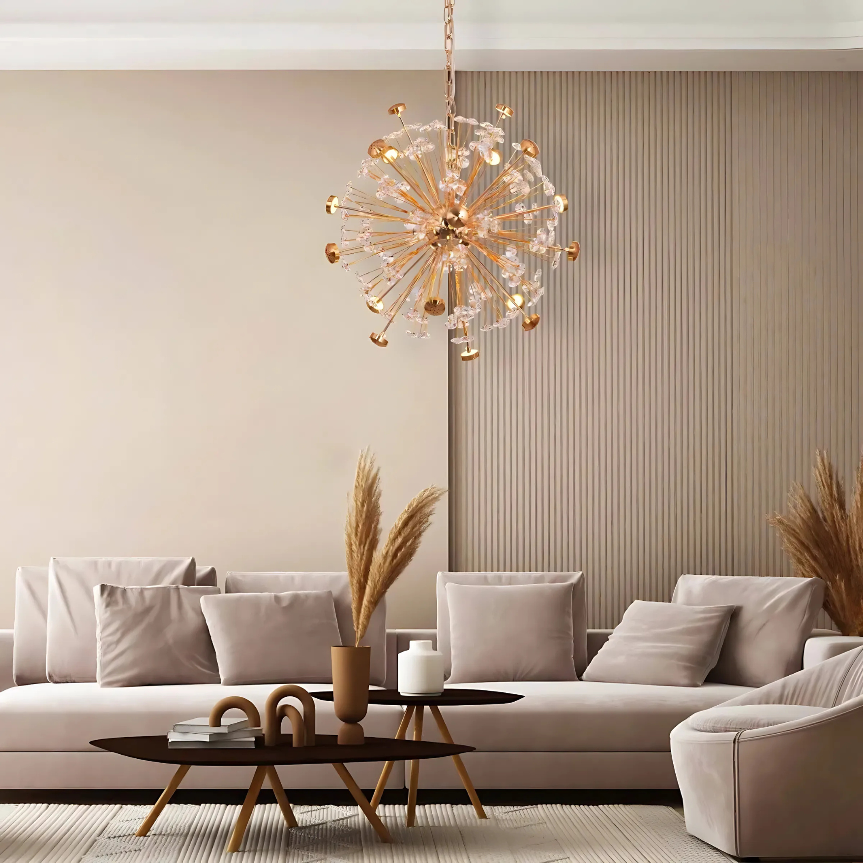 Crystal Flower Chandelier Jhoomer for Home Decor (Golden, 2 feet)