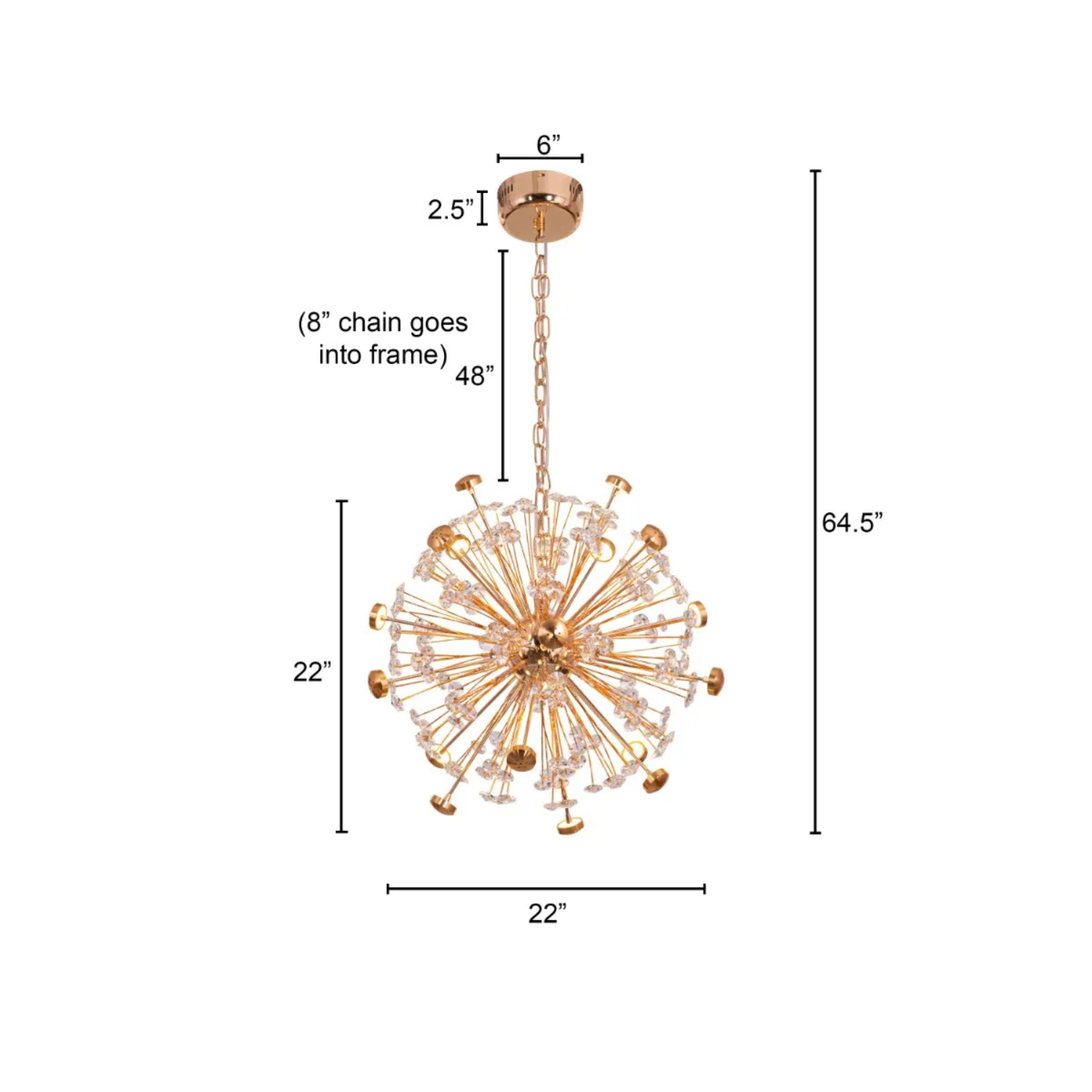 Crystal Flower Chandelier Jhoomer for Home Decor (Golden, 2 feet)