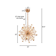 Crystal Flower Chandelier Jhoomer for Home Decor (Golden, 2 feet)