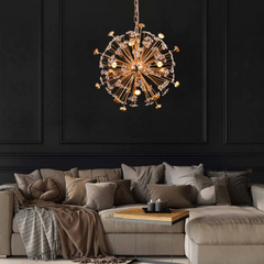 Crystal Flower Chandelier Jhoomer for Home Decor (Golden, 2 feet)