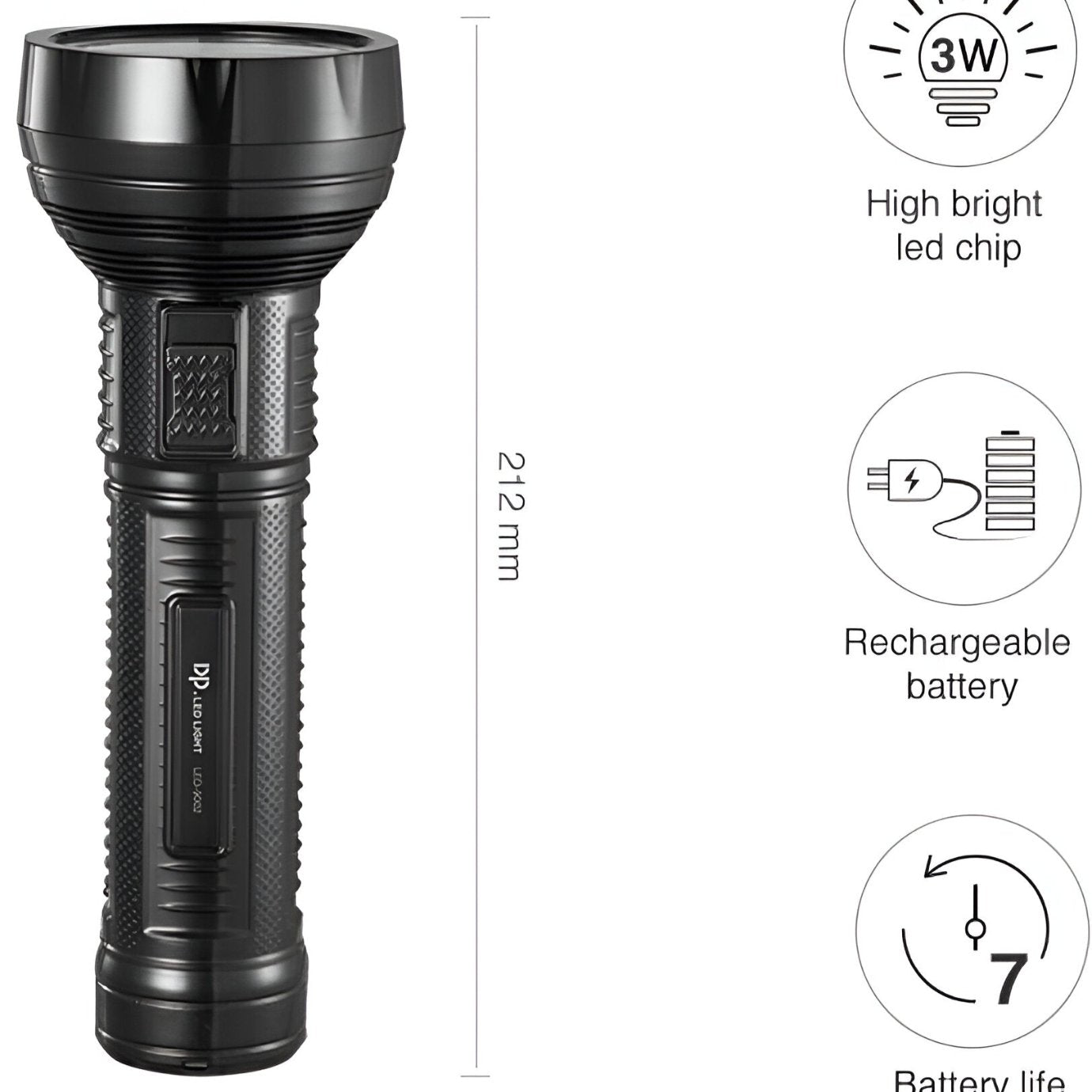 DP Rechargeable Flashlight Torch - High-Performance, Portable Lighting Solution