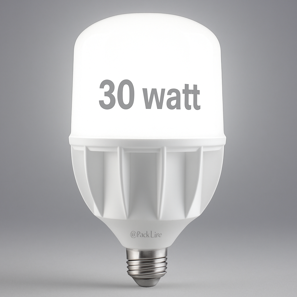 LED light bulb labeled '30 watt' on a gray background