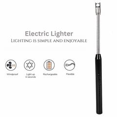 Electric Lighter Arc Windproof Flameless with 360° Flexible Neck & LED Power Display