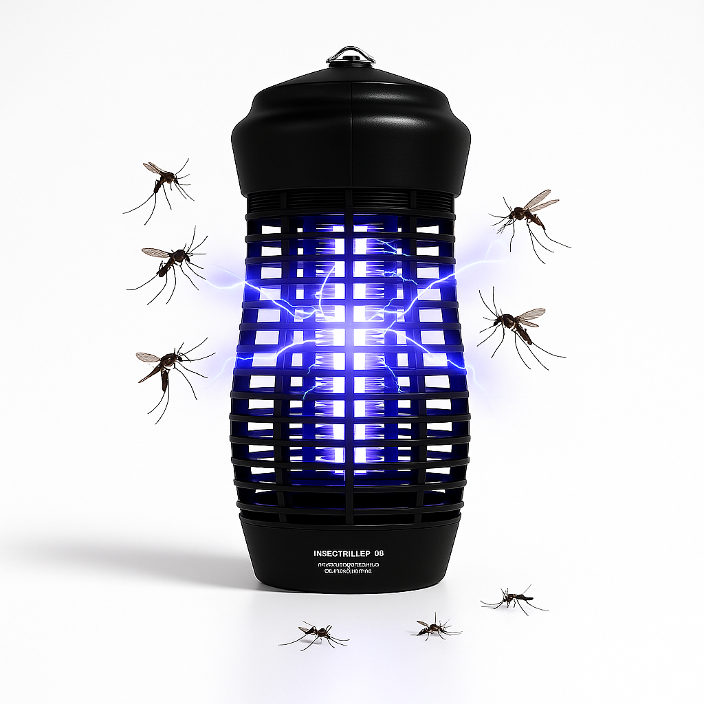 Electric mosquito killer lamp with UV light and insect trap grid