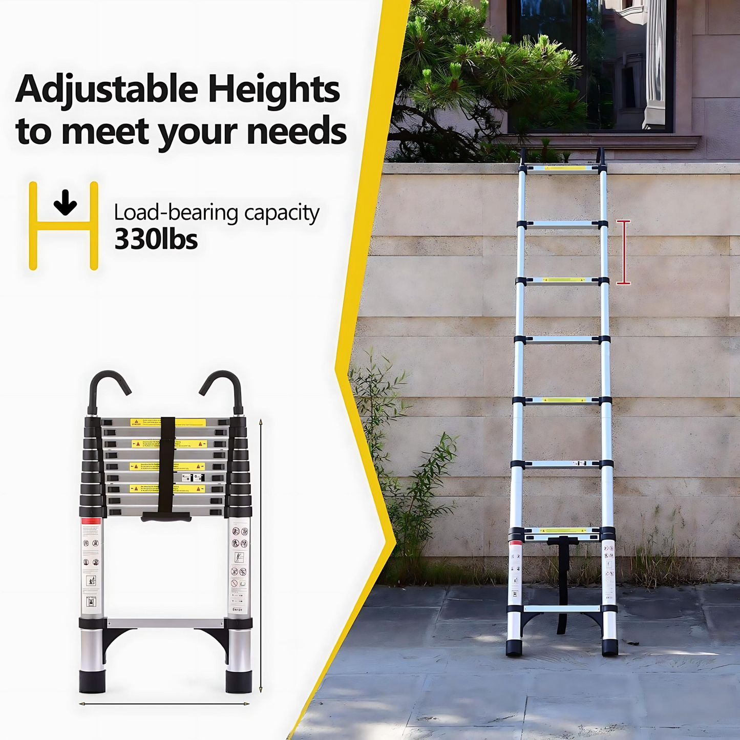 Portable Telescopic Aluminum Ladder (18F), Multipurpose Step Ladder for Home & Outdoor use