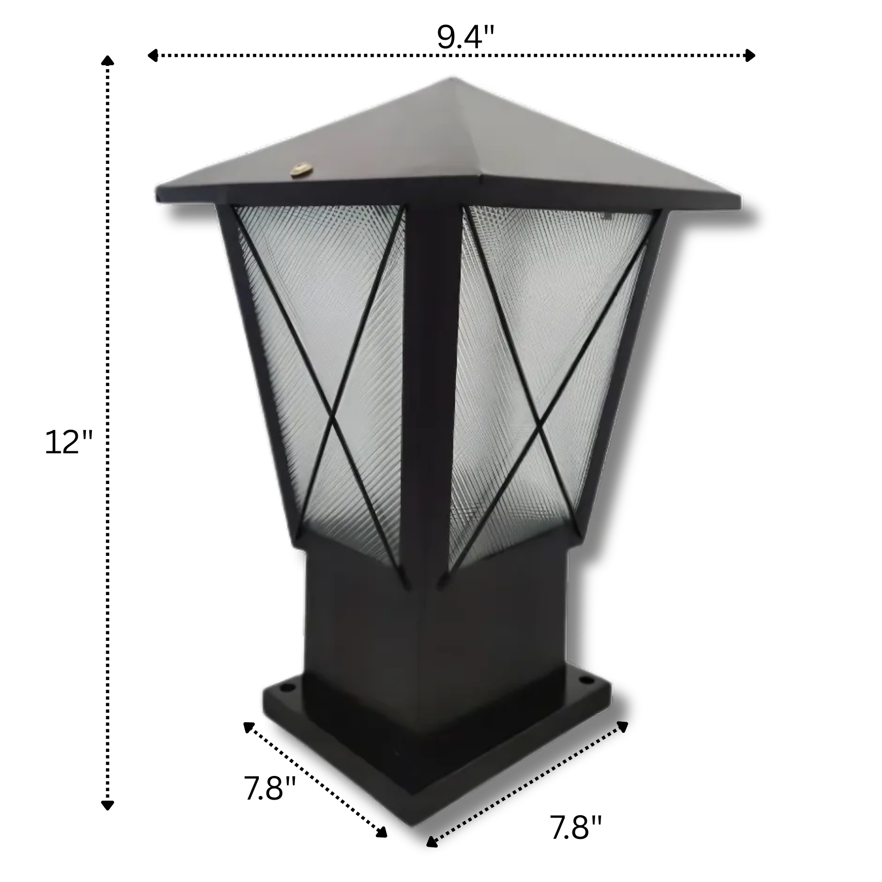 Matte Black Outdoor Gate Light – Frosted Glass