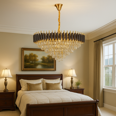 Luxury black and gold crystal chandelier with 760mm width and 940mm height