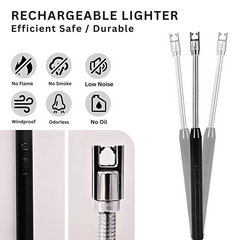 Electric Lighter Arc Windproof Flameless with 360° Flexible Neck & LED Power Display