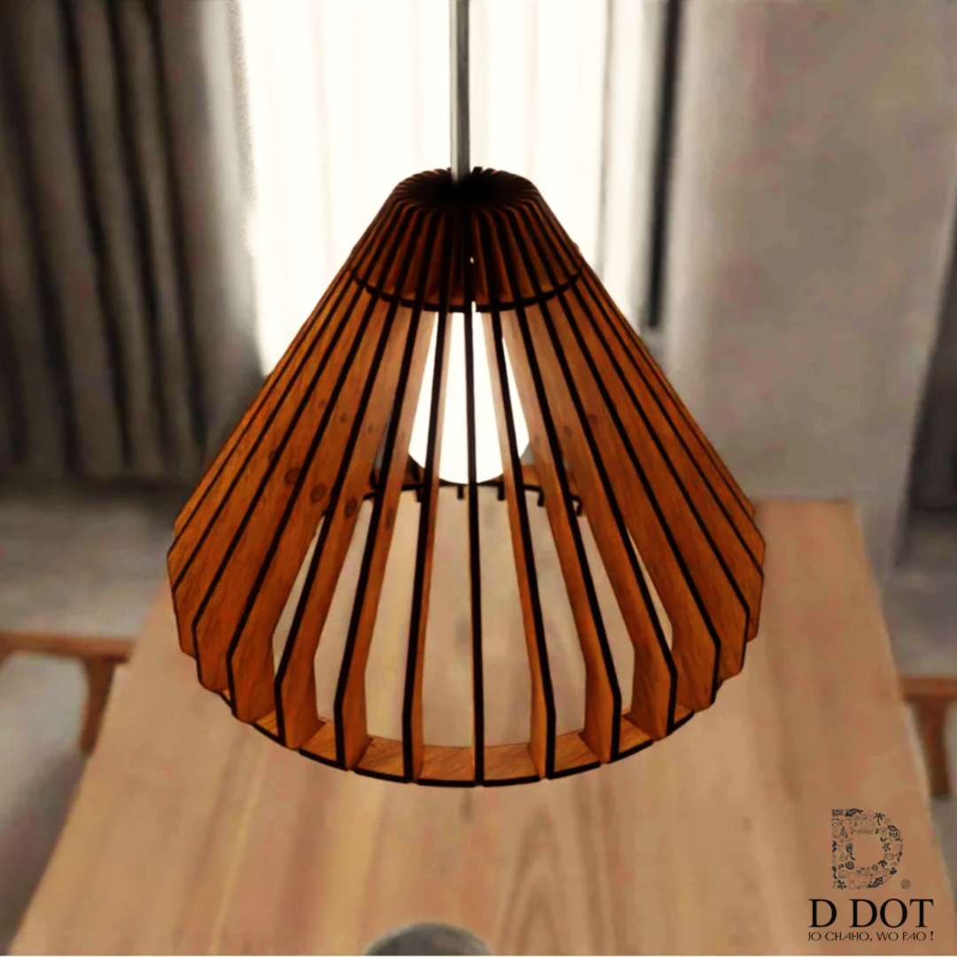 Classic Single Wooden Hanging Shade Pendant Lighting for Farmhouse